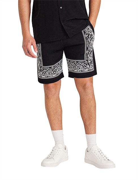 BANDANA BORDER KNIT SHORTS