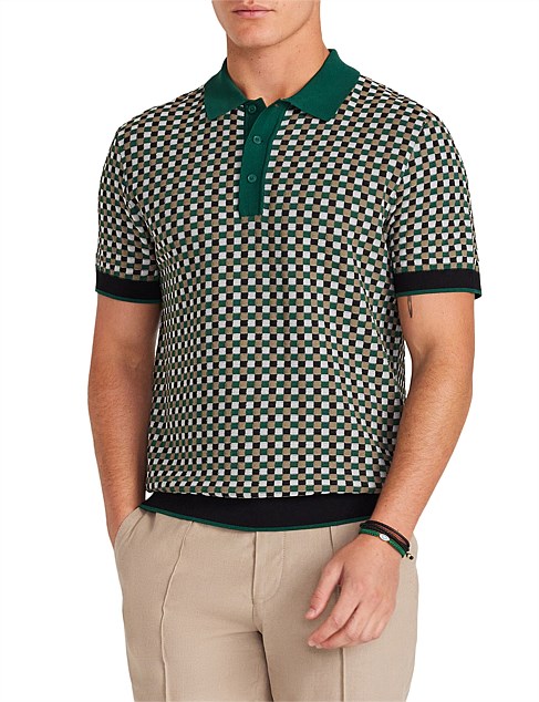 TEXTURED CHECK KNIT POLO