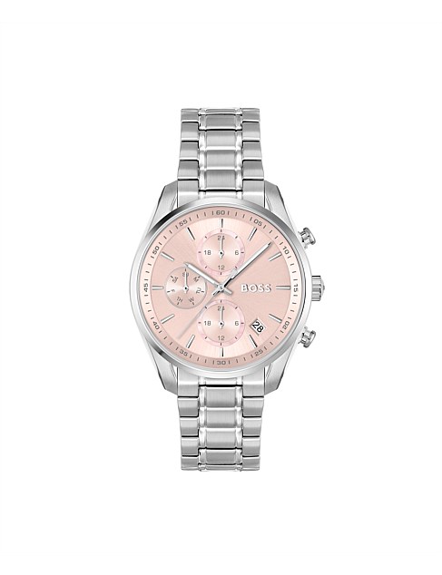 GRAND TOUR STAINLESS STEEL PINK MOP DIAL WATCH