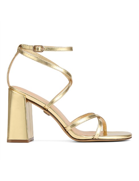 Remy Gold Metallic Leather Strappy Heel