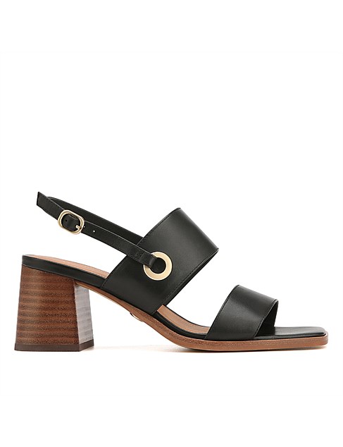 LISA Black Leather Block Heel