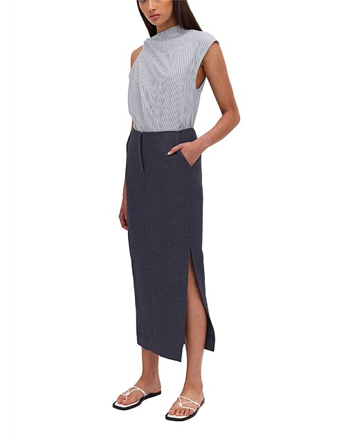 NAVY LINEN UNITY SKIRT