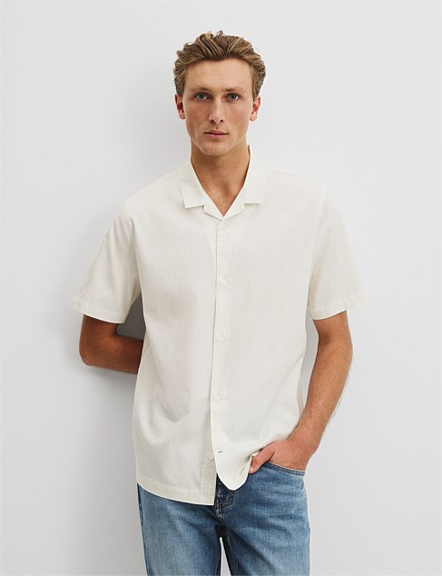 Short Sleeve Revere Jacquard Shirt