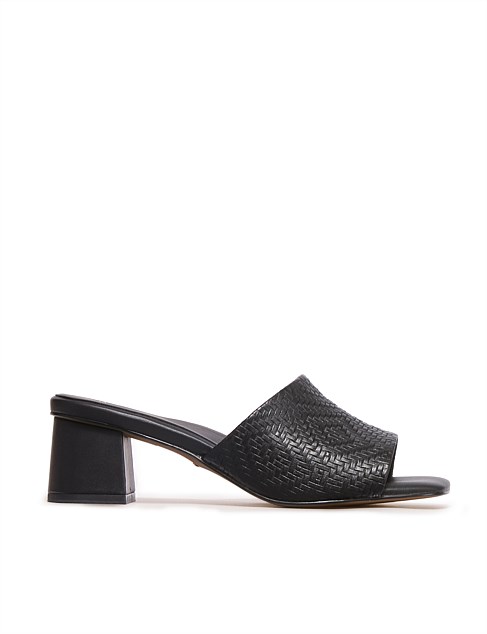 KENNEDY BLACK WEAVE MULE HEEL