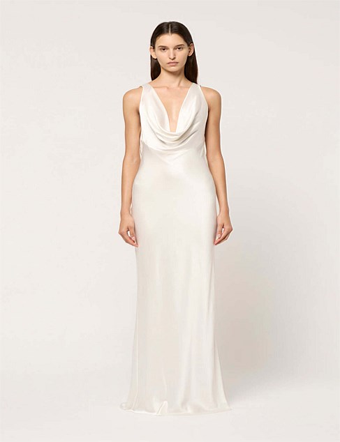 CLASSIC WHITE BIAS SILK GOWN