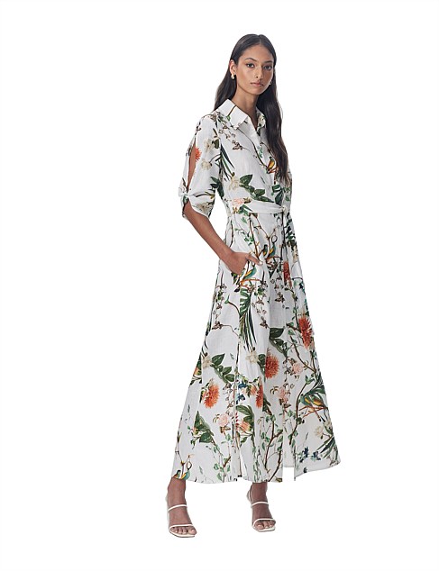 Ellin Printed Linen Shirt-Dress