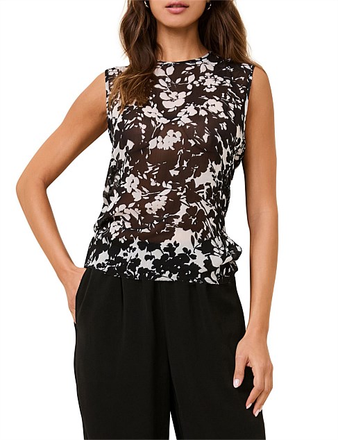 THE JANICE TOP - BLACK & WHITE FLORAL