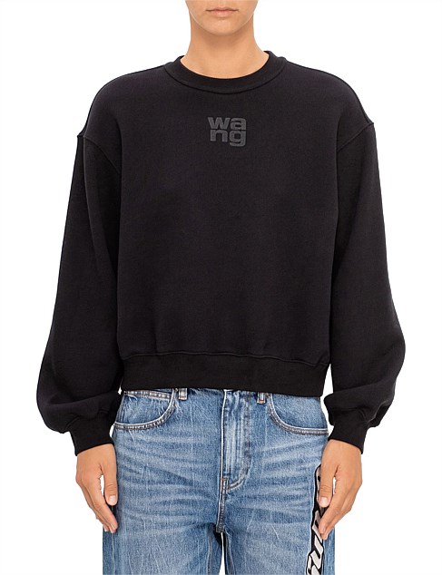 ESSENTIAL TERRY CREW SWEATSHIRT WITH PUFF PAINT LOGO