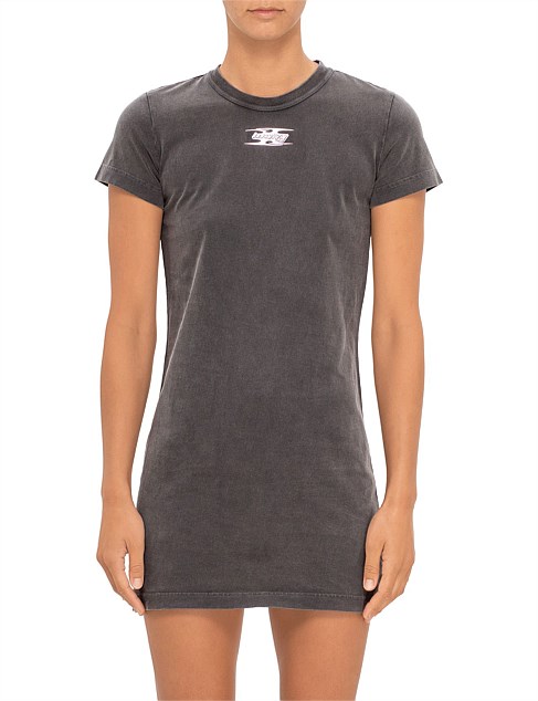 SHRUNKEN T-SHIRT MINI DRESS WITH BLADE LOGO