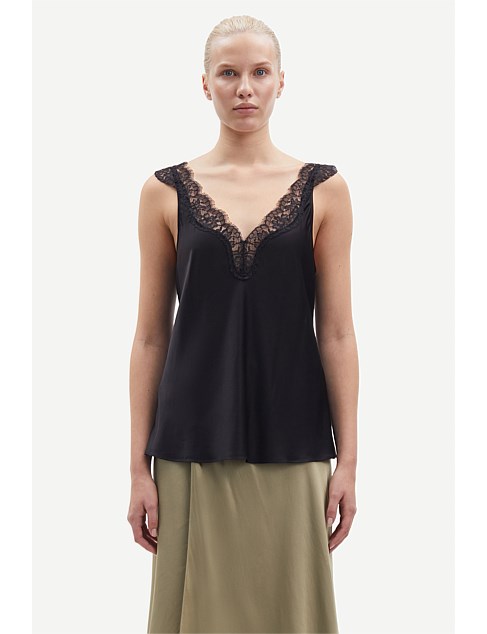 SALACY V-NECK DETAILING SLEEVELESS TOP