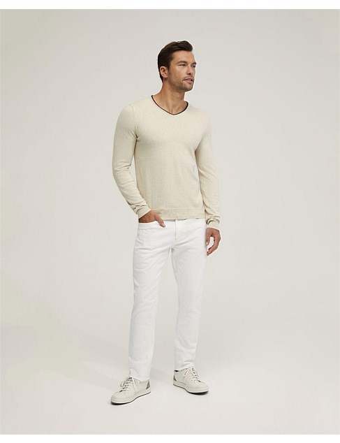 TIPPING V-NECK KNITTED TOP