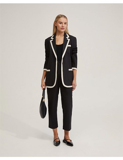 WILLOW LINEN JACKET W/CONTRAST TRIM