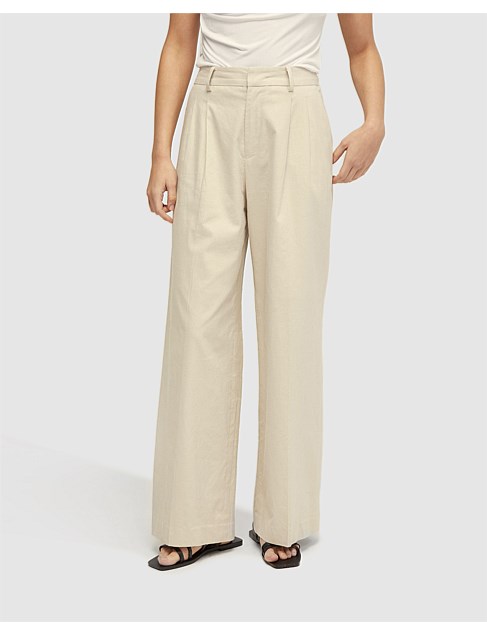 SONIA PLEAT FRONT LINEN PANTS