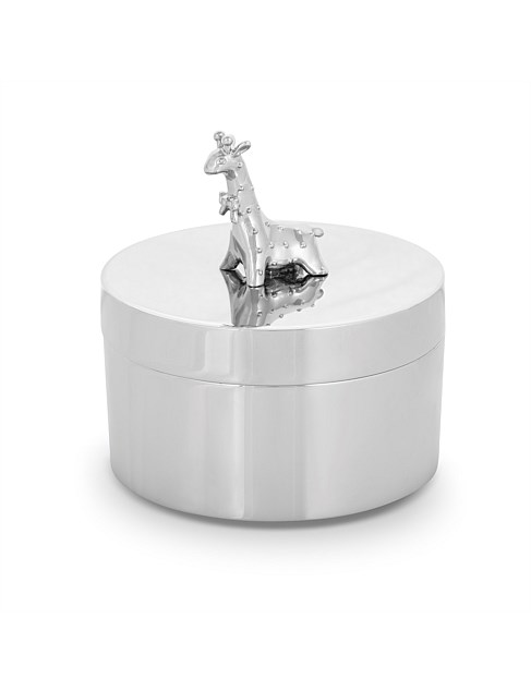 "GIRAFFE" ROUND TRINKET BOX NICKEL PLATED