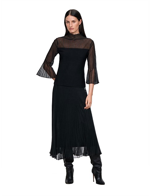 SHEER FLARED SLEEVE KNIT