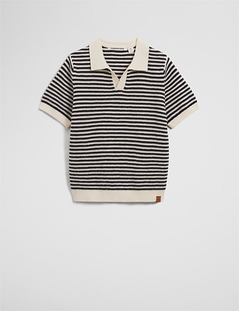 Organically Grown Cotton Stripe Knit Polo