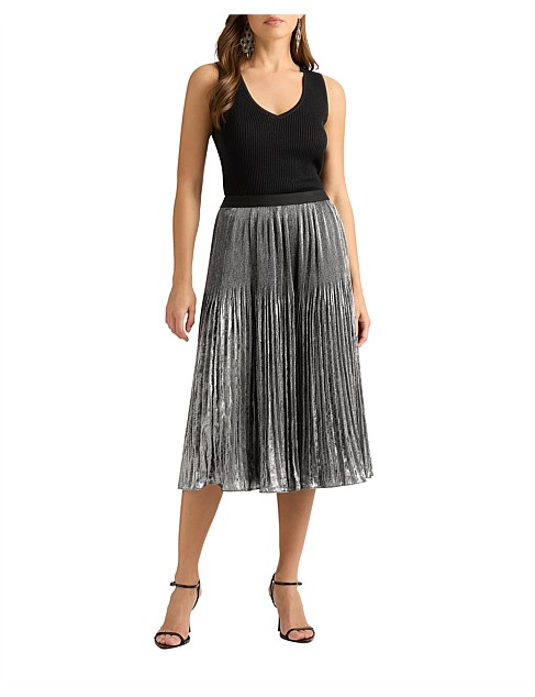 RUMI METALLIC PLEAT SKIRT