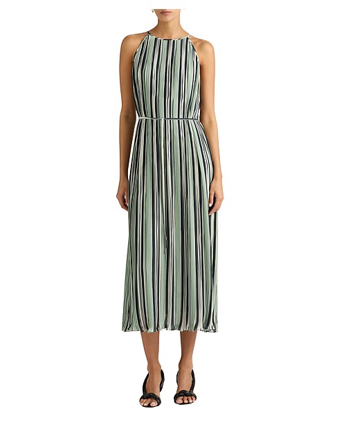 EVELINA STRIPE PLEAT DRESS