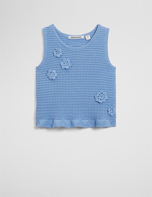 Organically Grown Cotton Flower Knit Tank