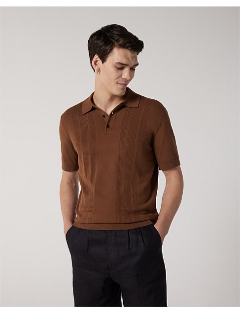 Knitted Pointelle Short Sleeve Polo