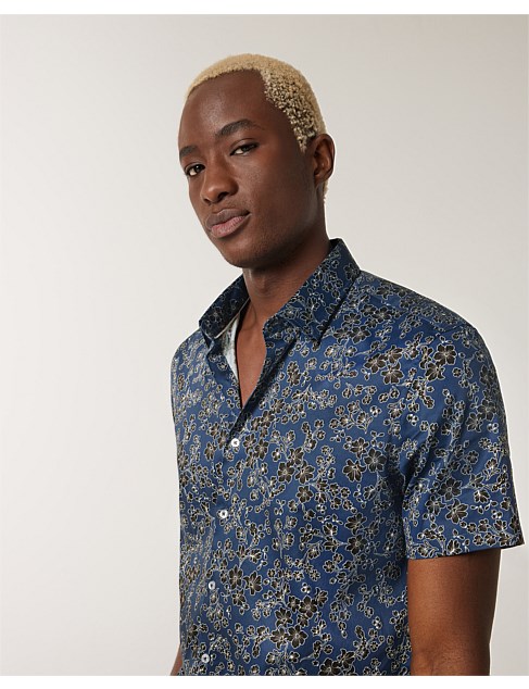 Floral Satin Button-up Shirt