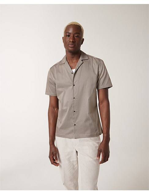 Geo Satin Cuban Collar Shirt