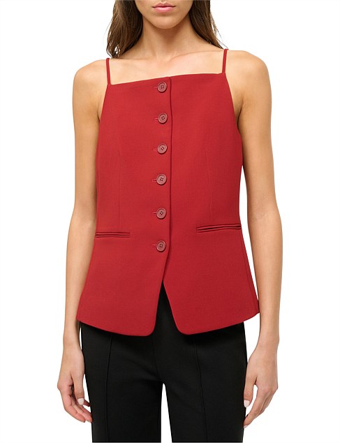 UNA SLEEVELESS TAILORED WITH BUTTON DETAIL TOP