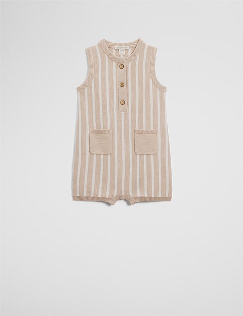 Organically Grown Cotton Stripe Knit Romper