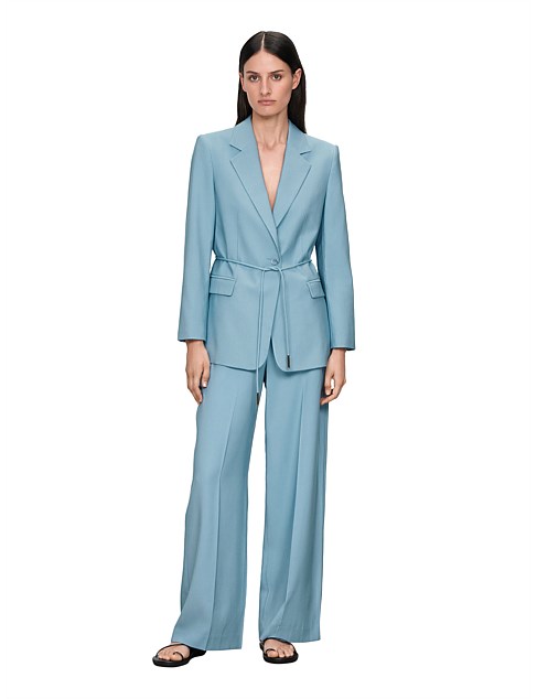 VISCOSE TWILL BELTED BLAZER