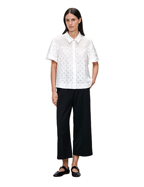 EMBROIDERED COTTON TRAPEZE SHIRT