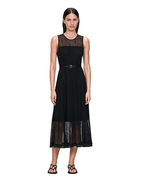 CORDED LACE DRESS WITH BELT