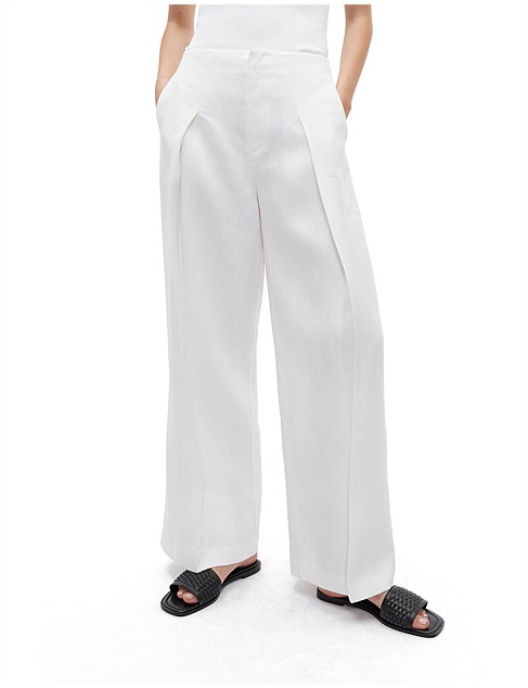 LINEN PLEAT FRONT TROUSER