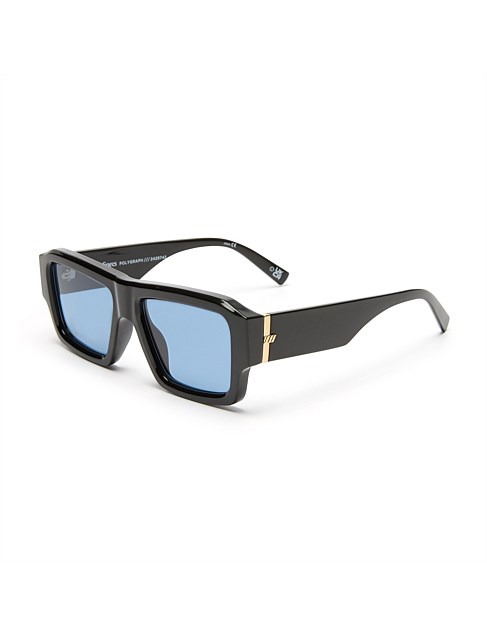 POLYGRAPH BLACK RECTANGLE SUNGLASSES