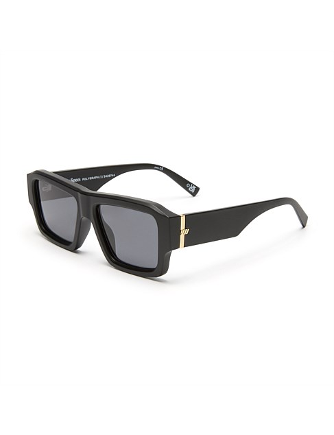 POLYGRAPH BLACK RECTANGLE SUNGLASSES