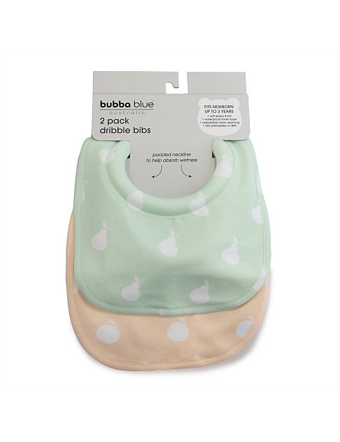 BUBBA NORDIC SORBET 2PK DRIBBLE BIB - ORANGE/PEAR