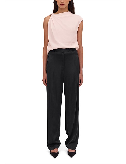 BLACK SATIN CREPE TONDO PANT