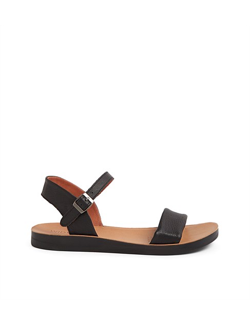 Nurish Black Leather Sandals