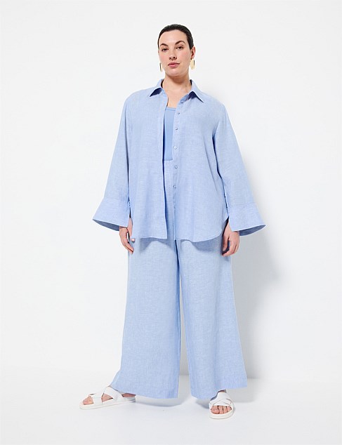 FLAT FRONT LINEN PANT