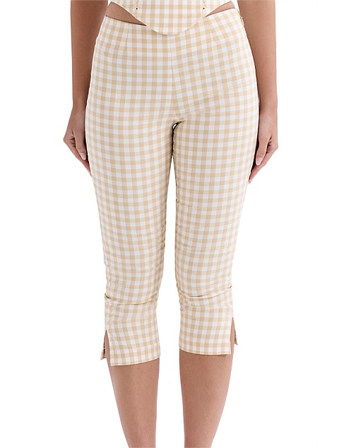 HOUSE OF CB CARELLA GINGHAM CAPRI TROUSERS