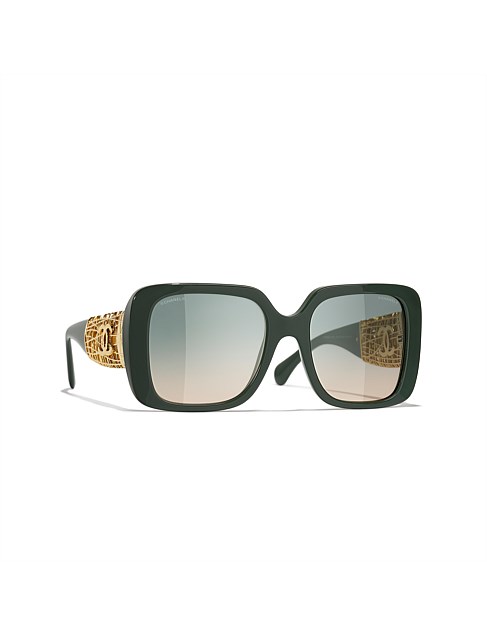 Square GREEN LIGHT BROWN GRAD PETROL GREEN Sunglasses