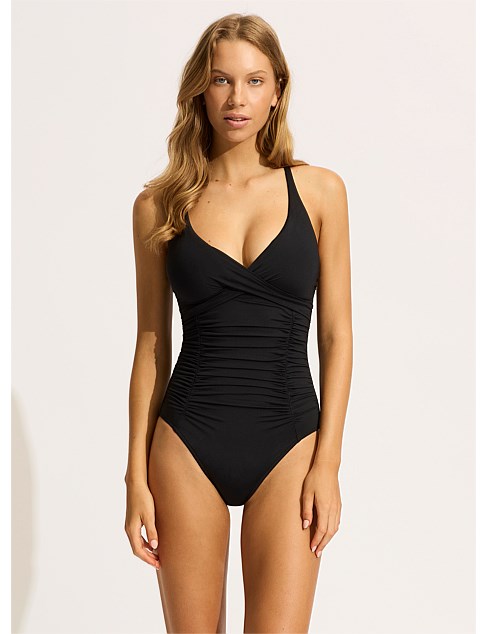 Seafolly Collective Gathered Wrap Front One Piece Swimsuit