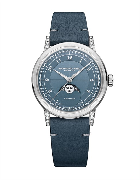 MILLESIME MOONPHASE MIDNIGHT BLUE DIAL STS CASE CALF LTHR