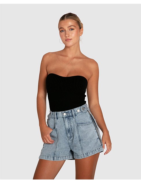 BRING THE HEAT DENIM SHORTS