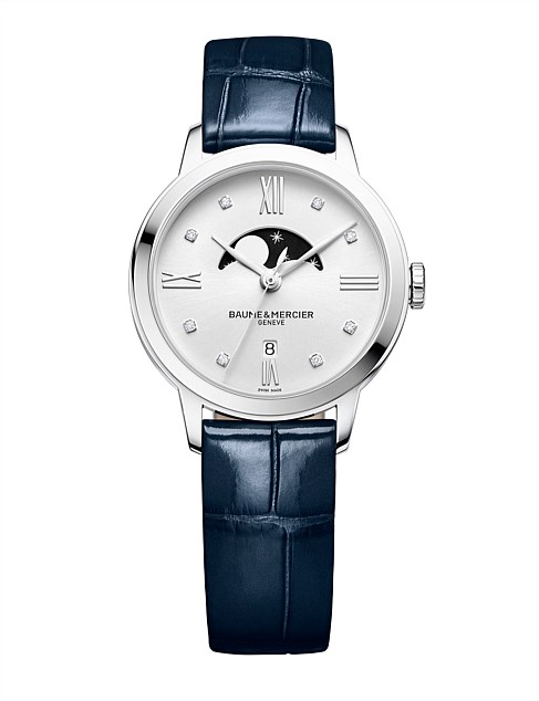 Classima Round Ladies Watch - Blue Alligator Strap