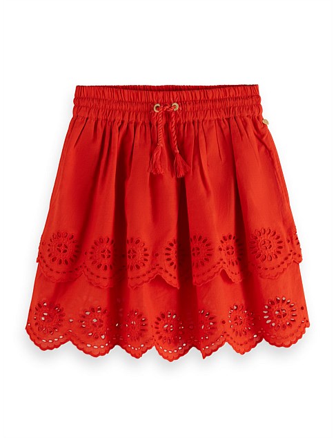 Tiered broderie anglaise skirt