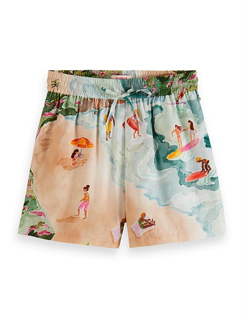 Beach life placed print shorts