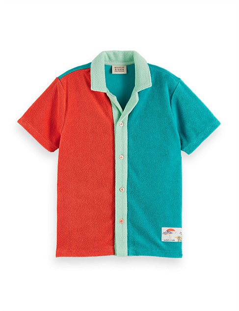 Towelling short-sleeved shirt