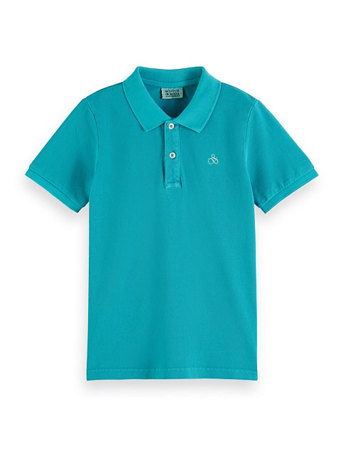 Garment-dyed pique polo