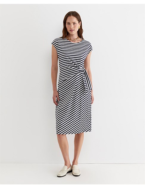 TIE MERCERISED JERSEY DRESS