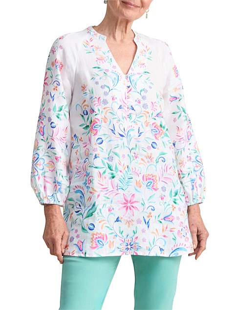 ORDER PRINT FRENCH LINEN TUNIC - MULTICOLOUR